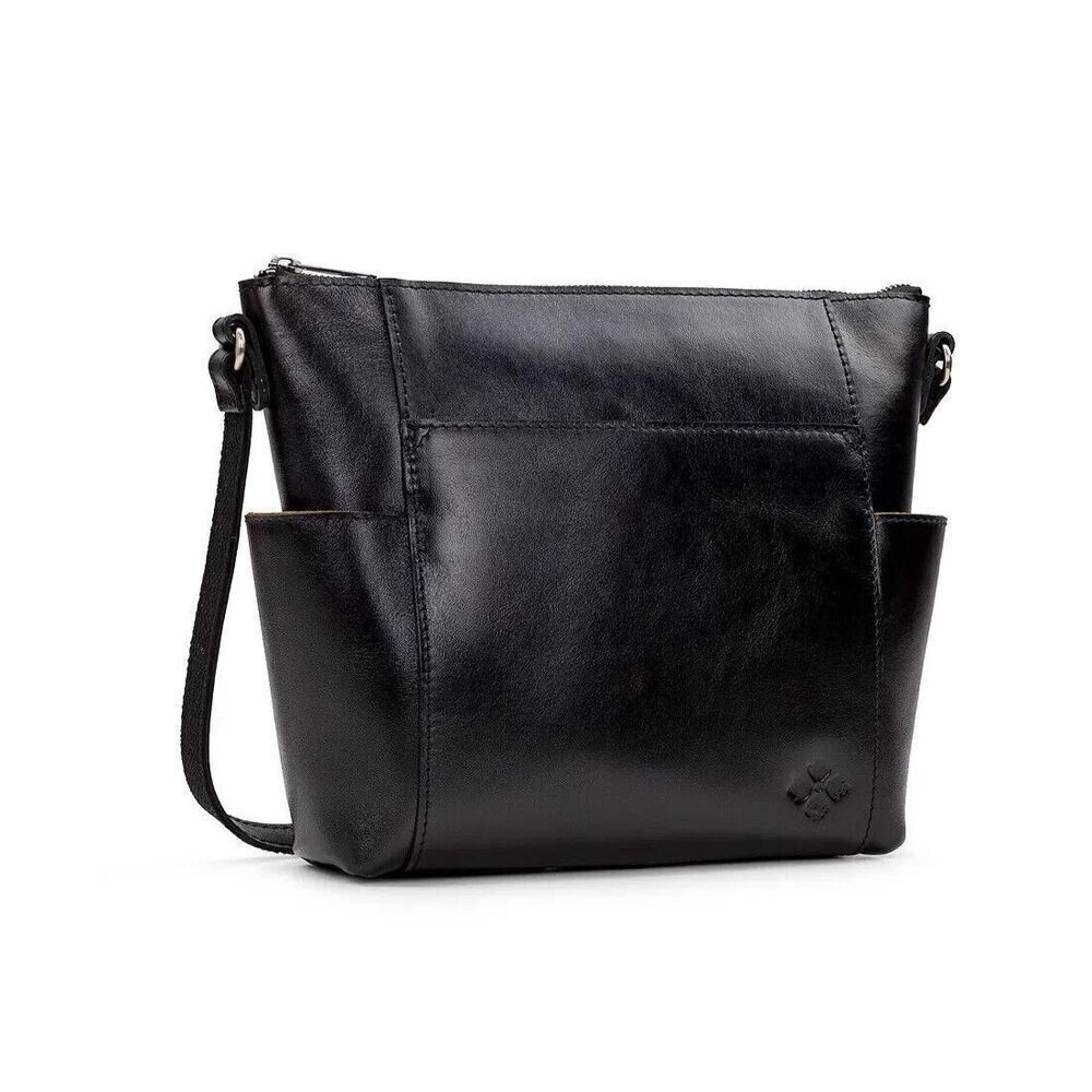 Patricia Nash Aveley 100% Leather Black Crossbody Bag Handbag